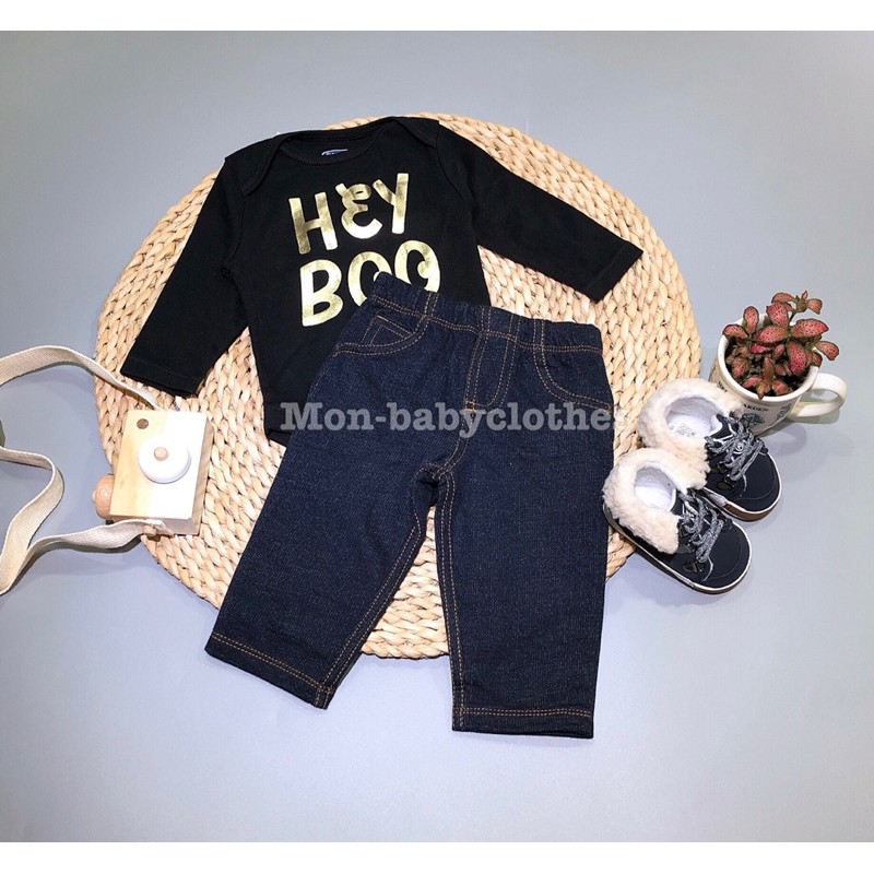 set quần Jeans áo đen Boo [ĐỦ SIZE 3-24m]