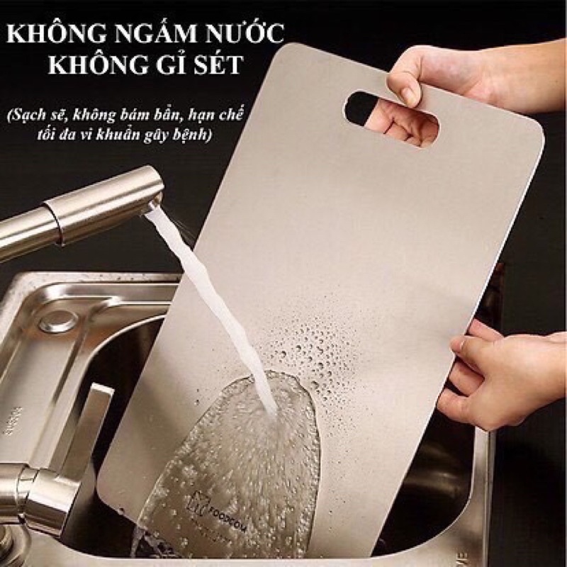 THỚT INOX 304 CAO CẤP SIZE LỚN Kháng Khuẩn Cường Lực- Vệ Sinh Dễ Dàng- Rã Đông Nhanh - Chống Ẩm Mốc