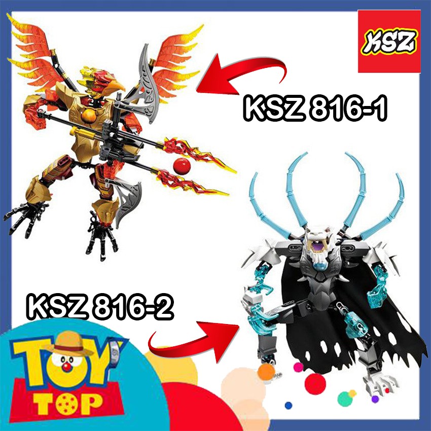 Lắp ráp ghép dạng Bionicle Chima chiến binh Fluminox ( KSZ 816-1 ) vs Fangar Tối Thượng ( KSZ 816-2 )