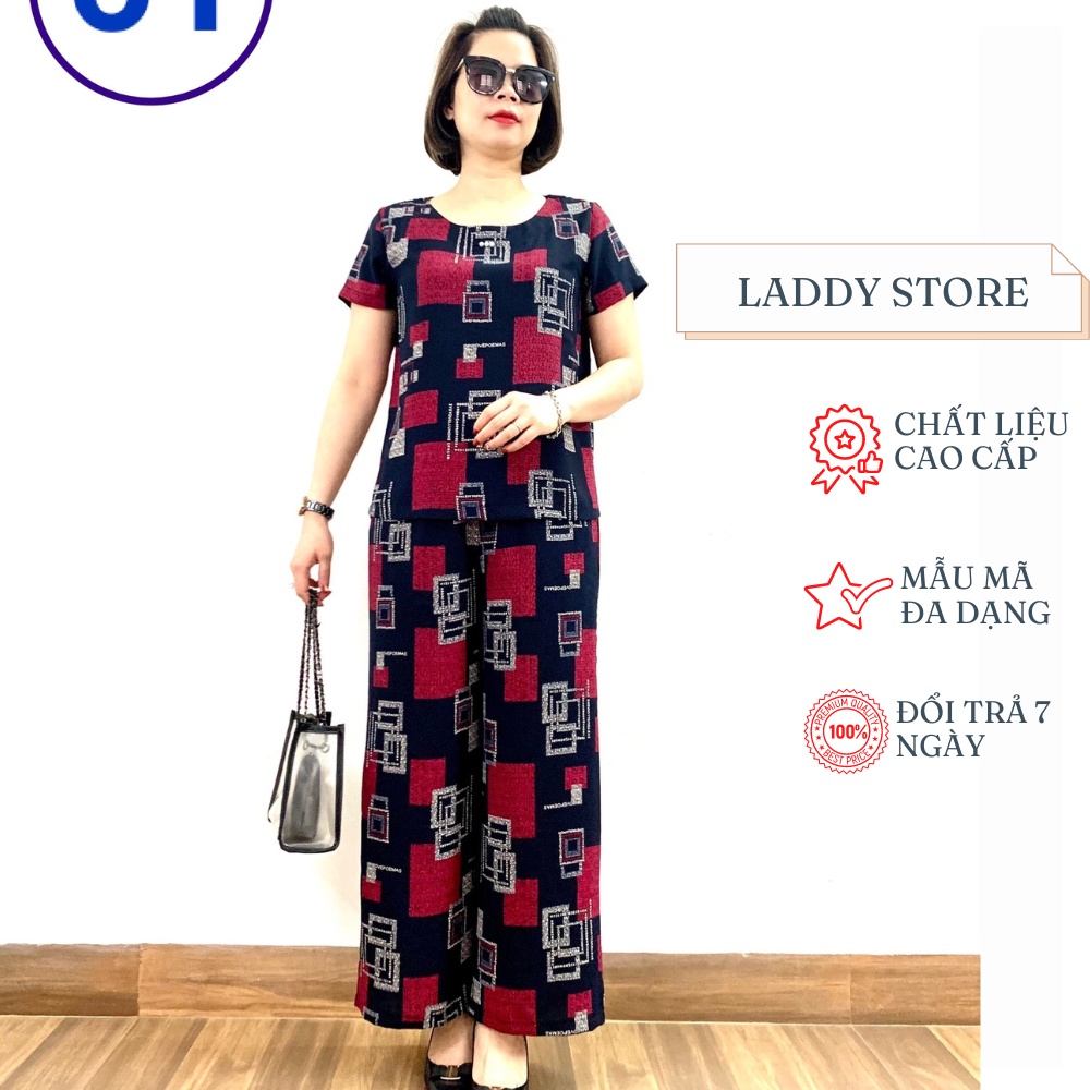Đồ Bộ Trung Niên Cao Cấp CỘC TAY Lụa Hàn Châu Siêu Mềm Siêu Mát Dành Cho Các Quý Bà 2021 - Laddy Store