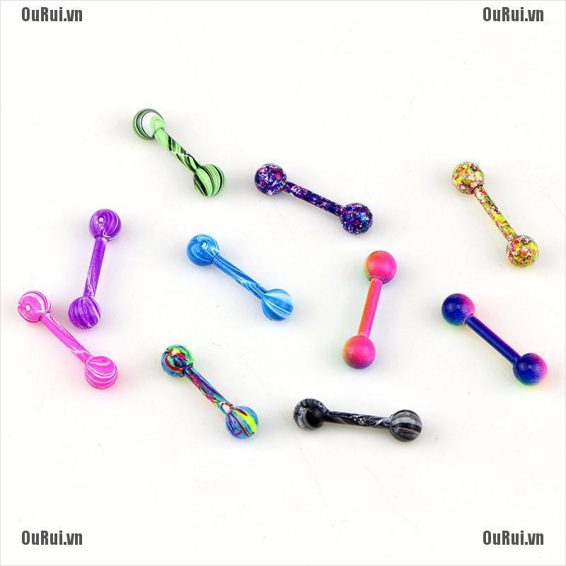 Bộ 10 Bông Tai Bằng Thép Không Gỉ Nhiều Màu Sắc Độc Đáo