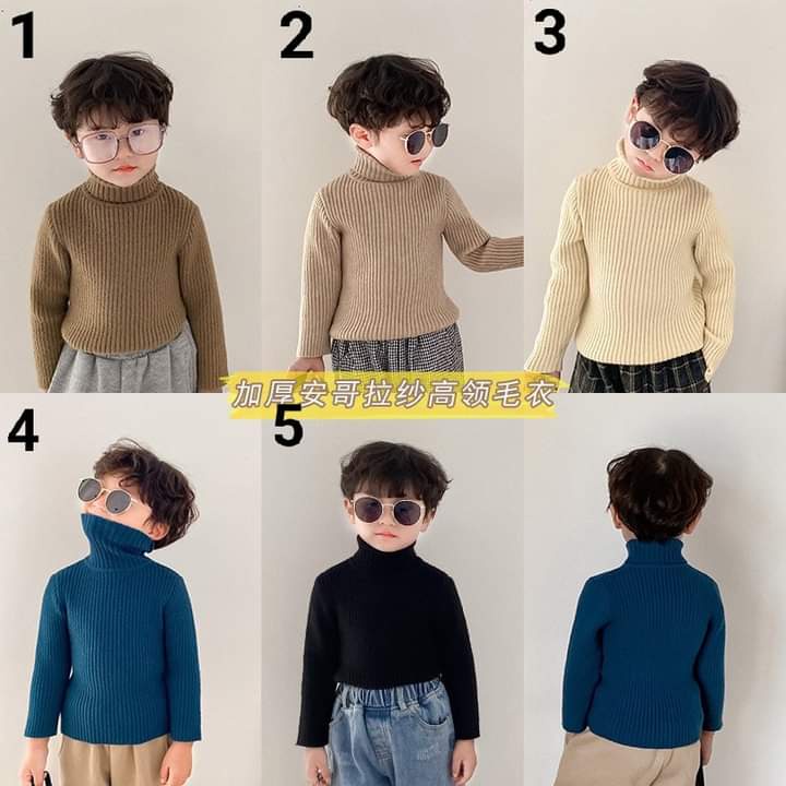 Áo len cổ lọ hàng Quảng Châu, áo len cao cấp bé trai phong cách hàn quốc