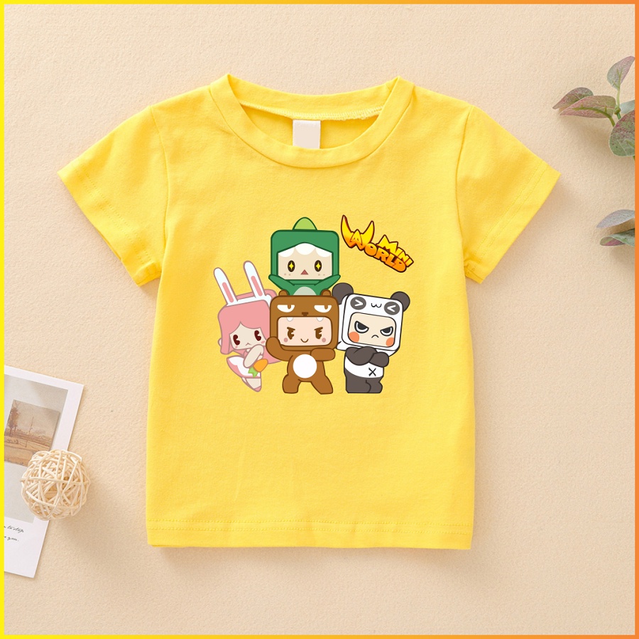 Áo Hero team màu vàng cực chất mini world cho bé trai bé gái