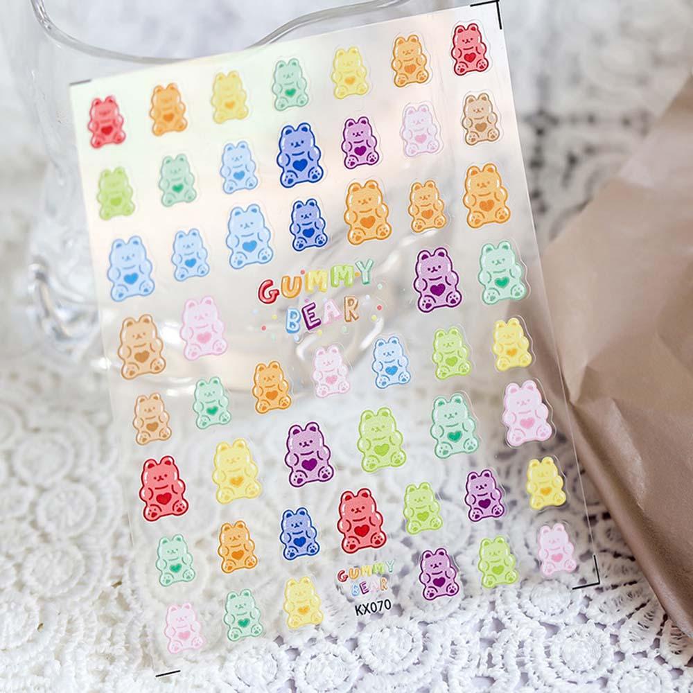 Miếng Dán Trang Trí Móng Tay 5D Siêu Mỏng Hình Gấu Gummy DIY