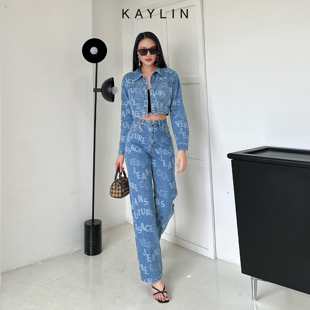 Quần jeans nữ họa tiết chữ nổi KAYLIN - N1788