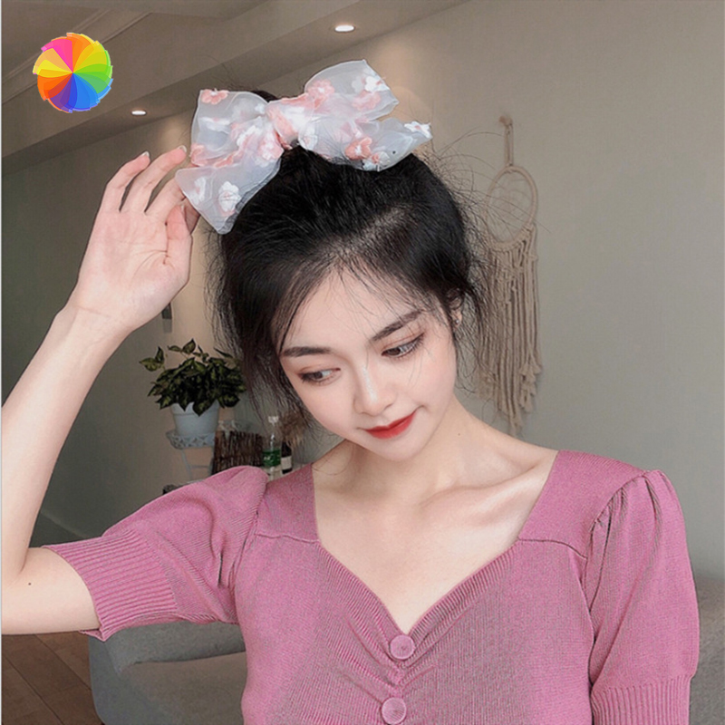 Kẹp tóc thắt nơ lưới đơn giản xinh xắn