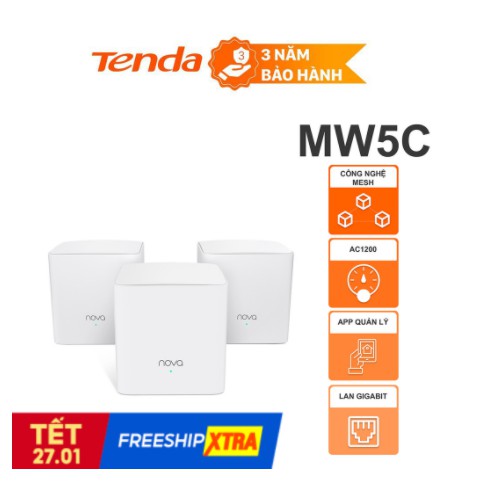 Tenda Nova MW5C  - Mesh WiFi - Mesh WiFi Full Gigabit AC1200 cho gia đình