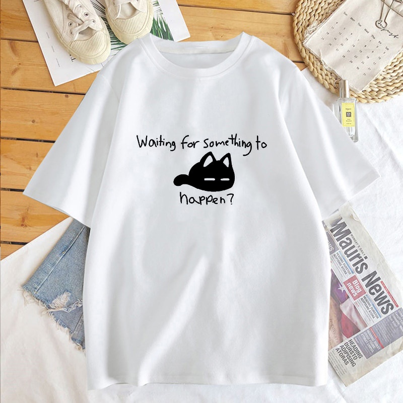 GILDAN Áo Thun 100% Cotton In Hình Mèo Dễ Thương Vui Nhộn Thời Trang Hàn Quốc