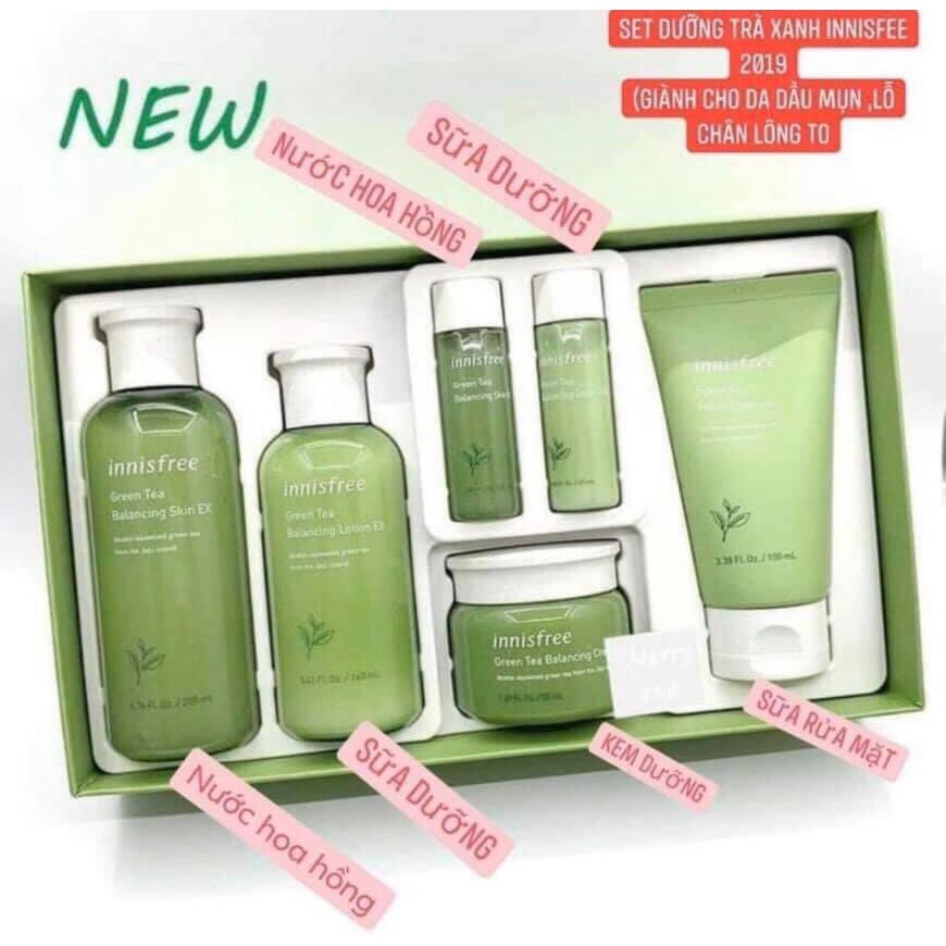 Set Bộ Dưỡng Da Trà Xanh Green Tea Innisfree 6 món Dưỡng Trắng, Mềm Mịn KoreaStore