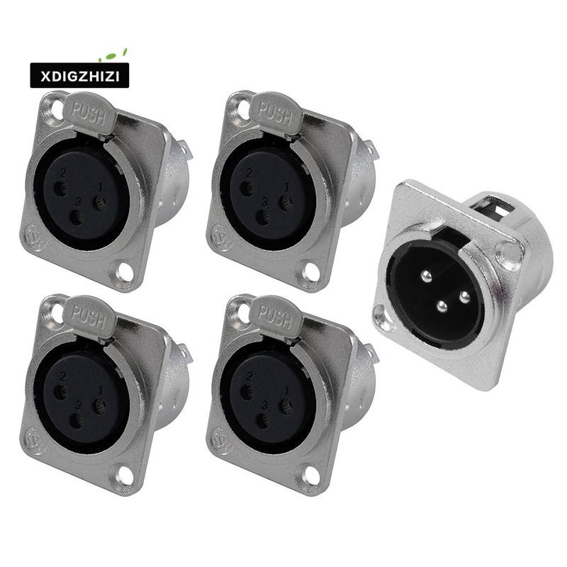 8 Pack XLR Jack 3 Pin - Panel Mount Jacks D Series: 4 Pack Female Size XLR-F & 4 Pack Male Size XLR-M