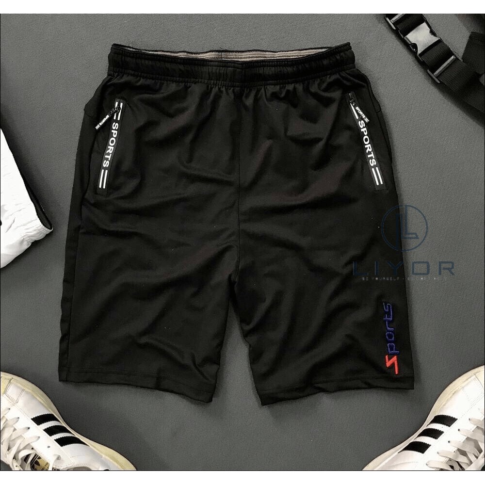 Quần short thể thao nam dây kéo túi chữ đơn giản năng động cá tính - Liyor - QTT007