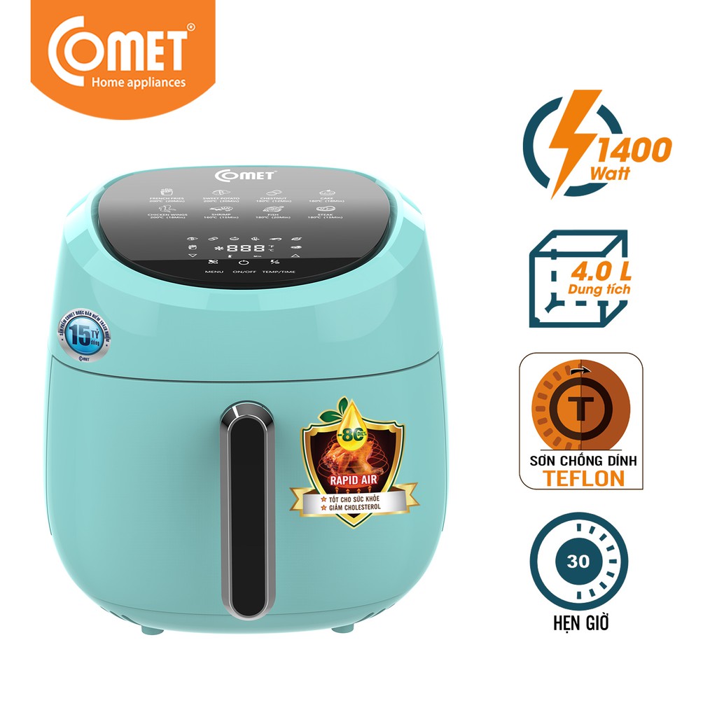 [Mã ELHADEV giảm 4% đơn 300K] Nồi chiên không dầu phím cảm ứng điện tử 4L COMET - CM6838