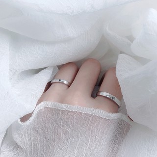 Nhẫn cặp đôi bạc "mặt Trăng - mặt Trời" tròn trơn basic cá tinh, đơn giản 925 