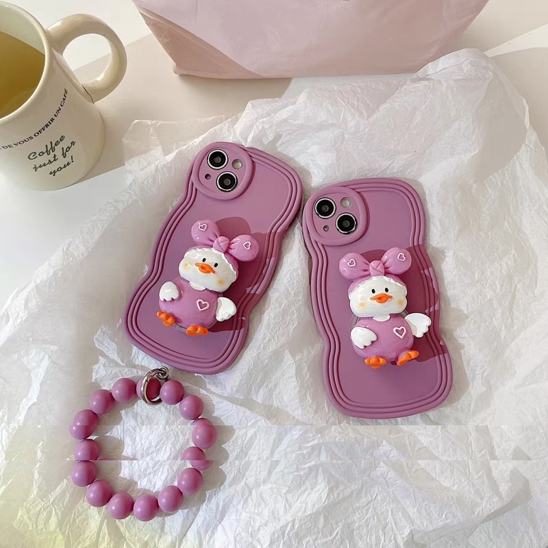 Ốp Điện Thoại Màu Tím Họa Tiết Vịt Dễ Thương Cho iphone 13 pro max 12 pro max 11 pro max xs max xr x