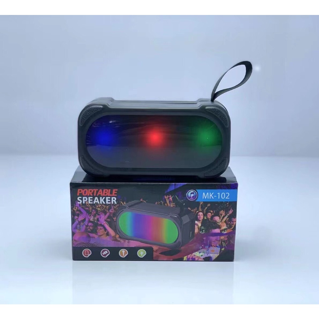 Loa bluetooth mini cầm tay MK 102 hỗ trợ thẻ nhớ SD, USB, FM Audio có đèn led RGB nháy theo nhạc