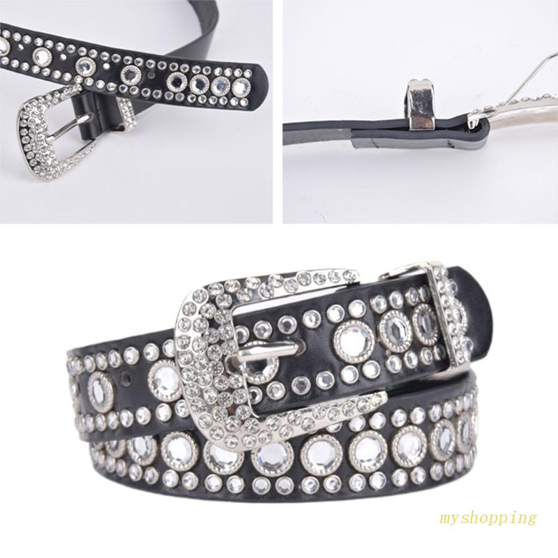 Ivy Bar Adult Teenager Bling Bling Rhinestones Belt Studded Belt for Women Men