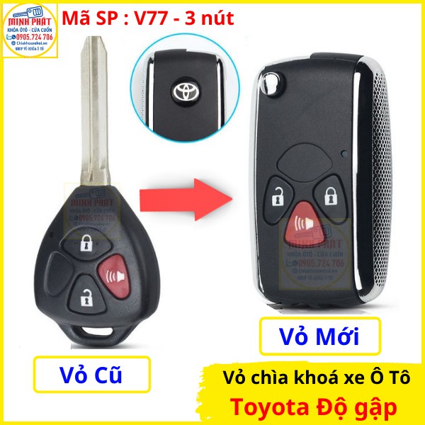 Vỏ Chìa Khoá Độ Gập xe Toyota Camry, Innova, Fortuner, Vios, Corolla Altis, Yaris