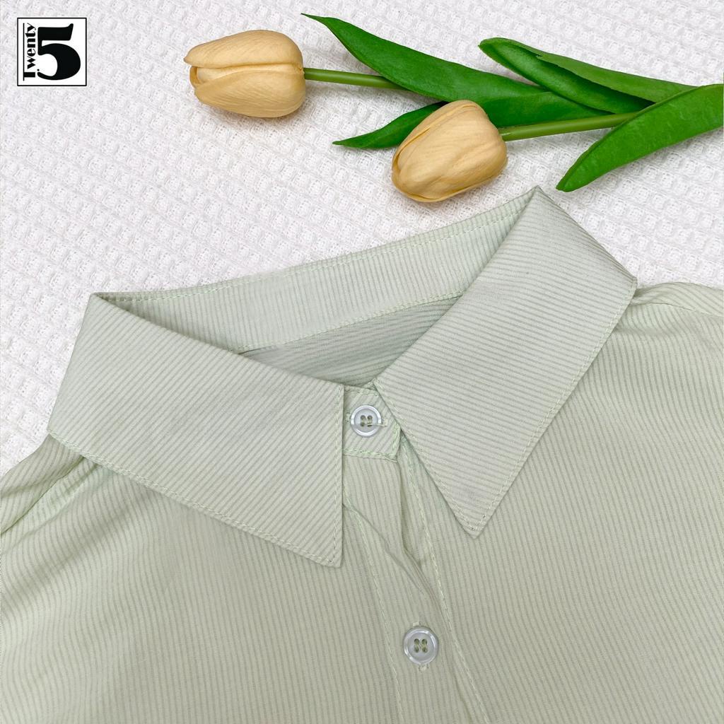 Set áo sơ mi Twentyfive cổ đức dáng rộng và áo 2 dây thun giấy co dãn 4671