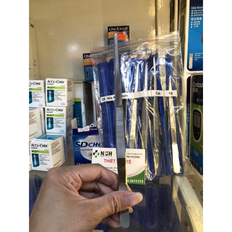 Nhíp y tế, phẫu tích y tế đầu tù không mấu, Nỉa thẳng có răng không mấu Pakistan size 14,16,18,20,25,30cm