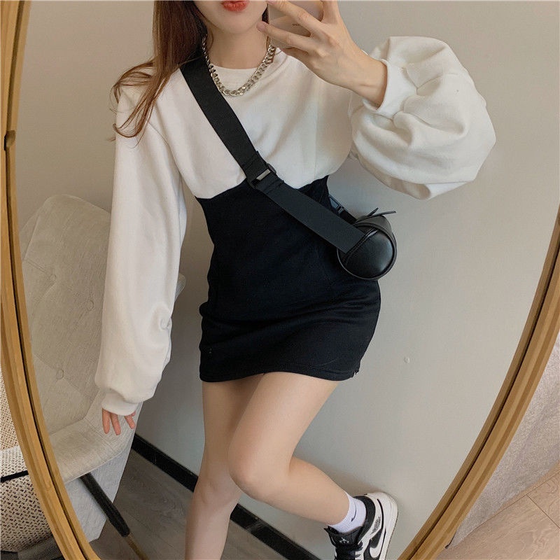 COZOK Đầm tay dài dáng ôm phong cách Hàn Quốc