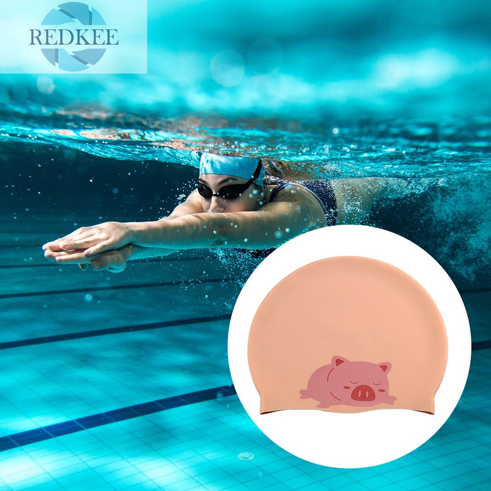 Mũ Bơi Bằng Silicone Chống Thấm Nước Hình Hoạt Hình Đáng Yêu Cho Người Lớn