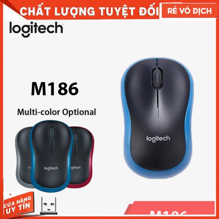 Chuột Không Dây LOGITECH M186 - Có Công Tắc On/Off - Độ Nhạy Cao - Bảo Hành 12 Tháng