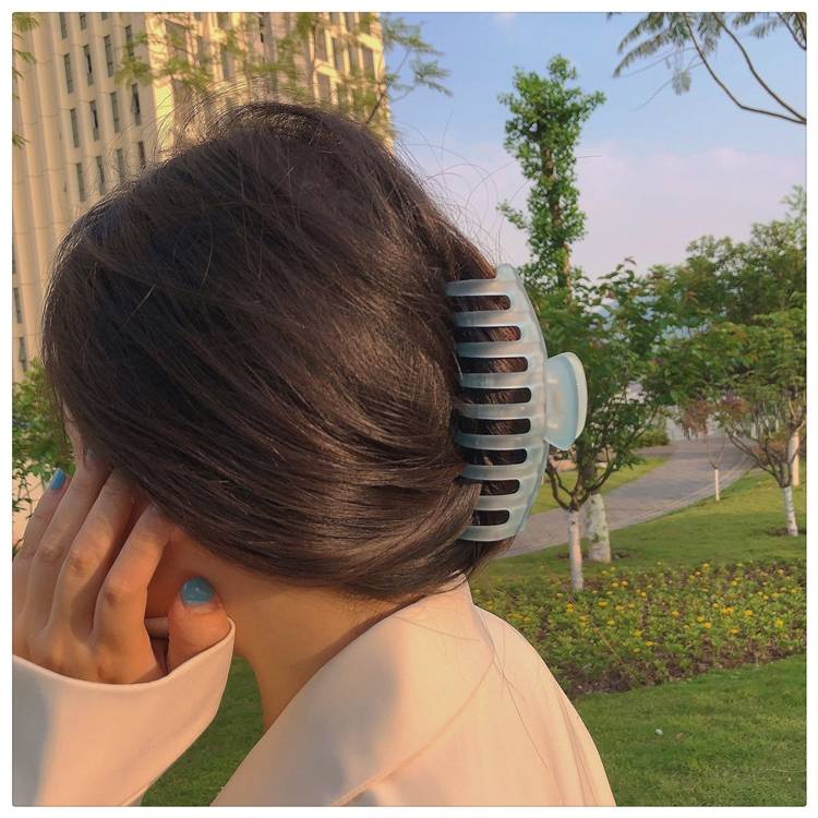 Kẹp tóc trong suốt hình cá mập màu xanh dương và trắng dễ thương phong cách Hàn Quốc cổ điển thời trang cho nữ