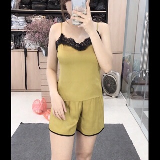 Bộ ngủ lụa cao cấp phối ren cực sexy