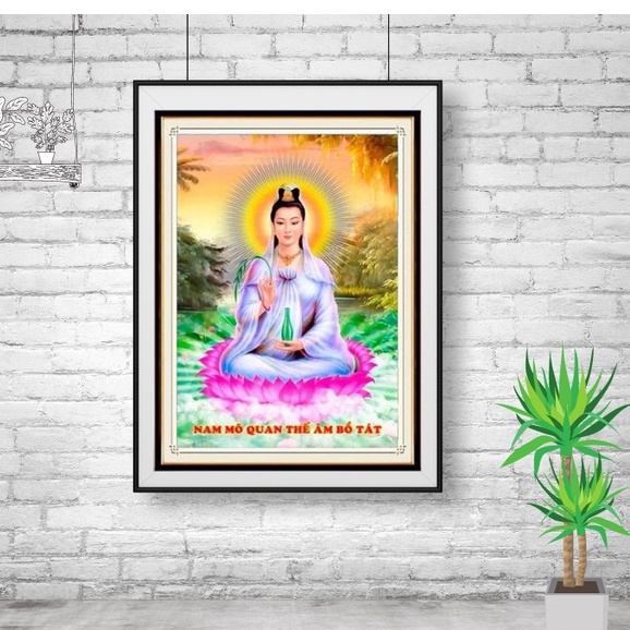 Tranh Đính Đá QUAN ÂM BỒ TÁT (ĐÁ ABC CAO CẤP). Kích Thước: 70cm x 50cm