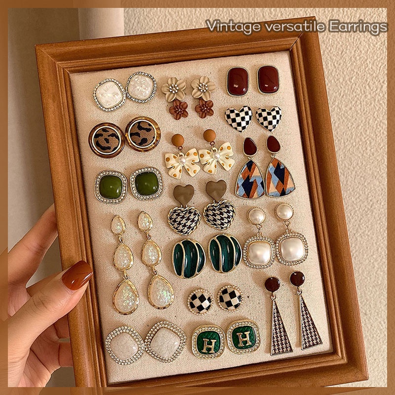 MOCHASHUKhuyên tai tông màu cà phê nhiều mẫu tùy chọn phong cách Hàn Quốc vintage thời trang