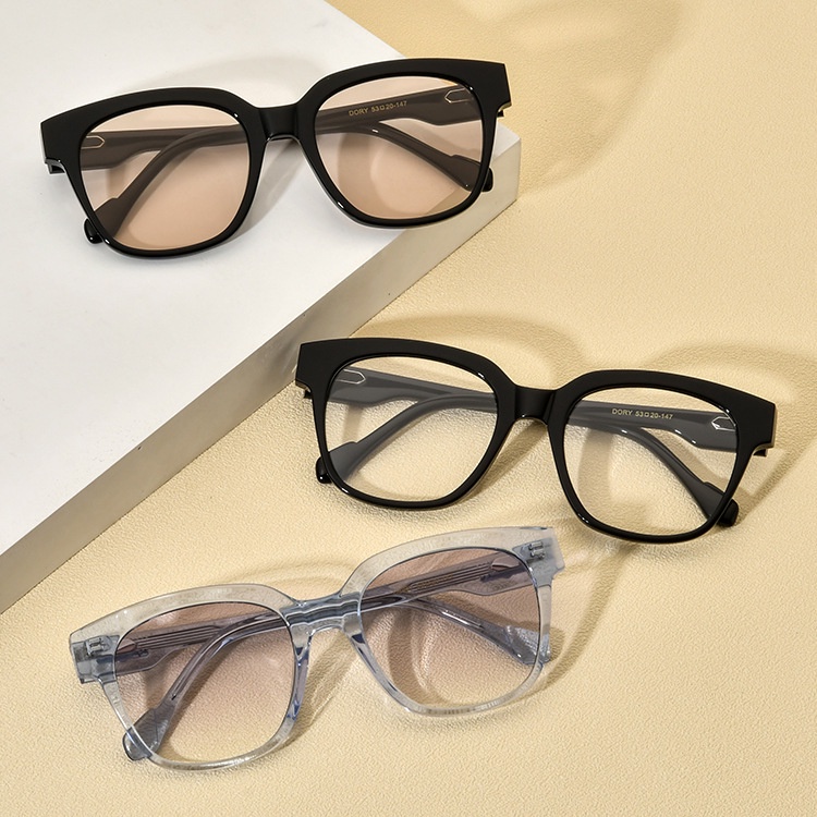 Mắt kính gọng vuông chữ V Thời Trang BORREGLS - kính mát không độ hai chấm hot trend chống ánh sáng xanh và tia UV400