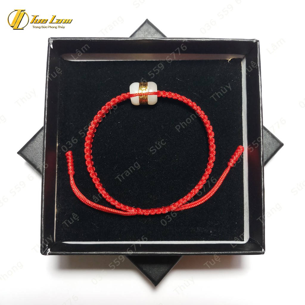 Vòng tay chỉ đỏ may mắn bện handmade lu thống phỷ thúy tài lộc - Tuệ Lâm