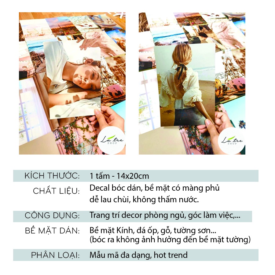 SET 12 thẻ hình dán postcard Trang trí tường decor phòng ngủ, bàn học phong cách Hàn Quốc thời trang 1311