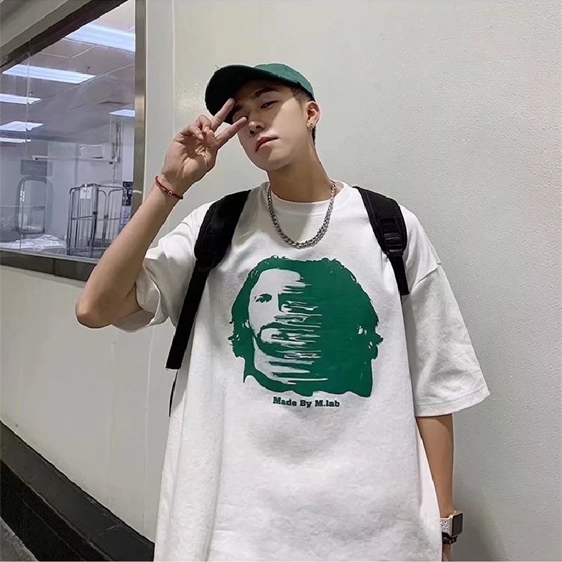Áo Thun Dáng Rộng In Chữ Phong Cách Hip Hop Đường Phố Hàn Quốc Thời Trang Mùa Hè Cho Nam Cỡ M-5XL