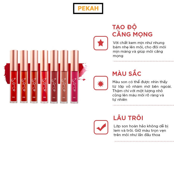 Son Kem Lì Mịn Môi Lâu Trôi PEKAH WINSOME COTTON TINT 4.5g