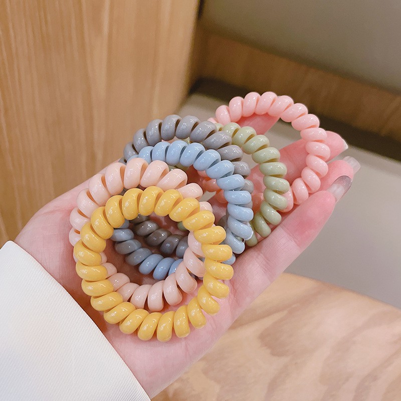 Set 6 cột tóc lò xo nhiều màu xinh xắn cho bạn gái phong cách Hàn Quốc - Selenshop