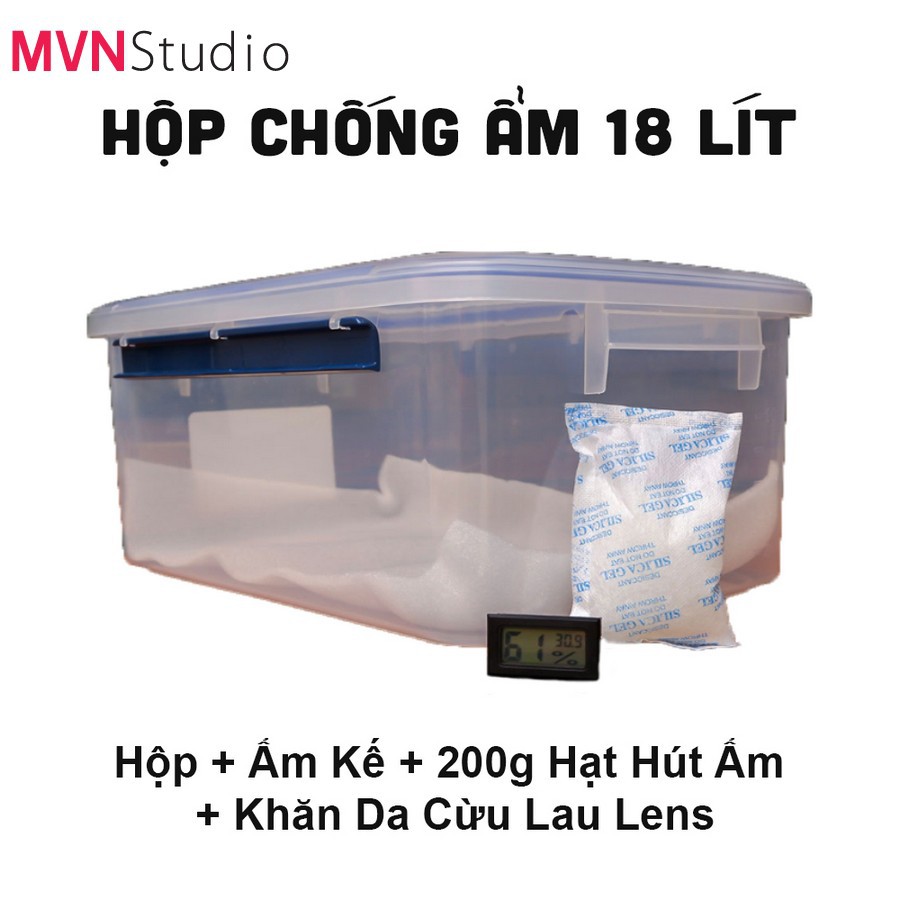 MVN Studio - Combo Hộp chống ẩm 18 Lít cho máy ảnh hàng Việt Nam siêu bền + kèm quà tặng