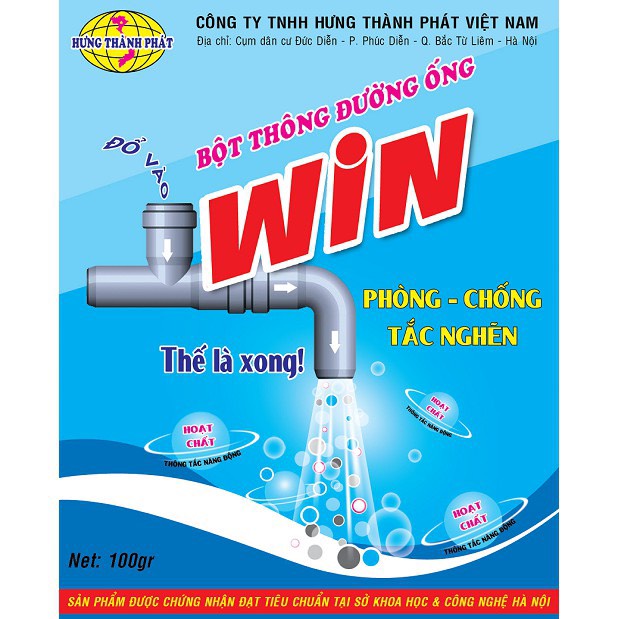 Bột thông đường ống 🆘 WIN 🆘 thông tắc bồn cầu, đường ống, bồn rửa mặt