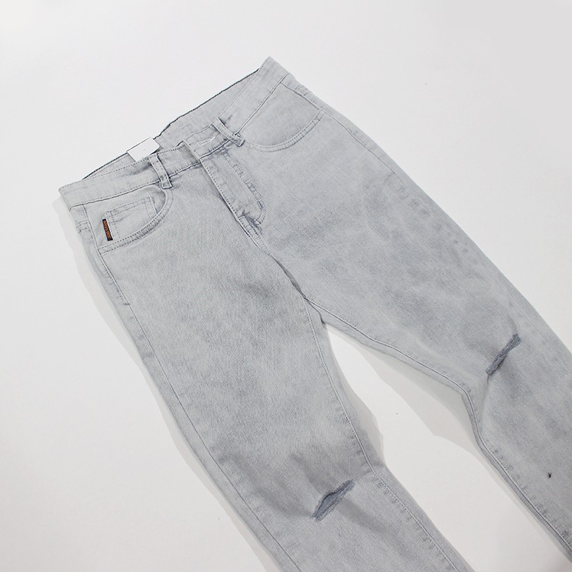 QUẦN JEAN NAM XÁM RÁCH GỐI JEAN CO DÃN [HÌNH  | BigBuy360 - bigbuy360.vn