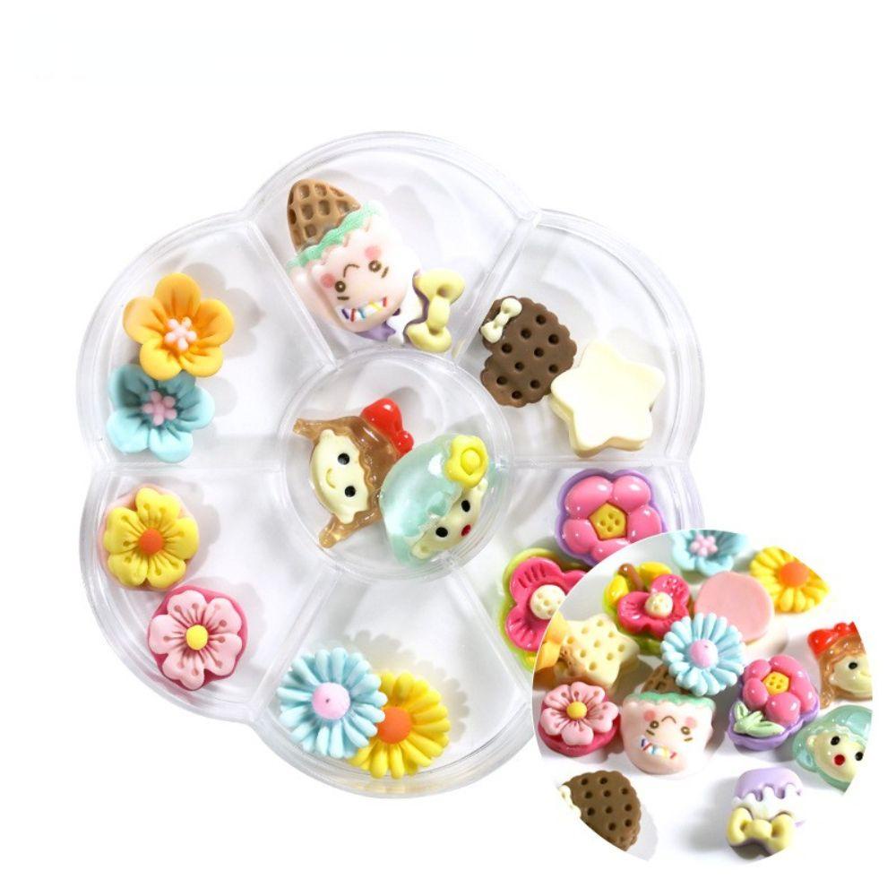 OCEANMAP Hộp Hạt Charm Hoạt Hình 3D Trang Trí Móng Tay Nghệ Thuật DIY