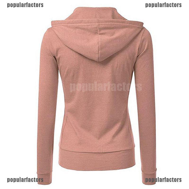 Áo khoác Hoodie khóa kéo màu trơn thời trang cho nữ