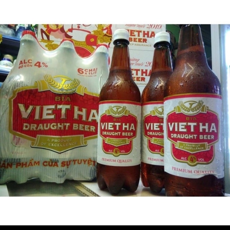 Lốc 6 Chai Bia Tươi Việt Hà Chai Pet 1L