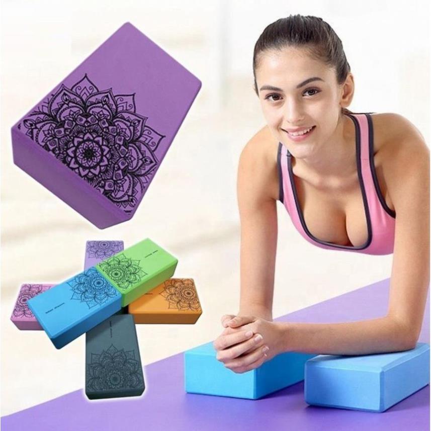 Gạch tập yoga xốp Eva nặng 200g in hoa mandala - Yoga blocks  BN