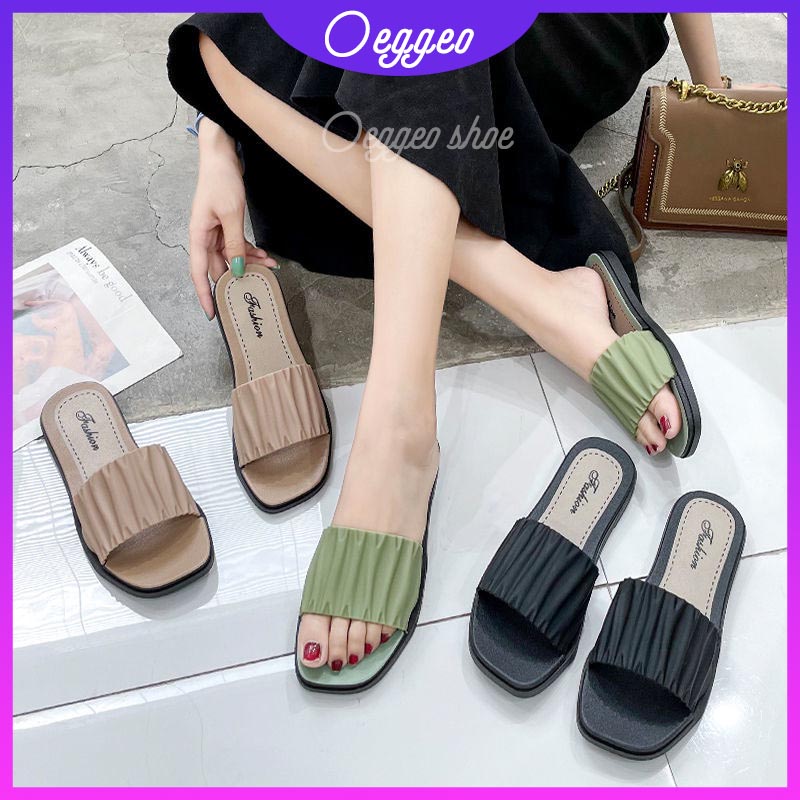 Dép Đế Bằng Chống Thấm Nước Kiểu Xếp Ly Thời Trang Cho Nữ