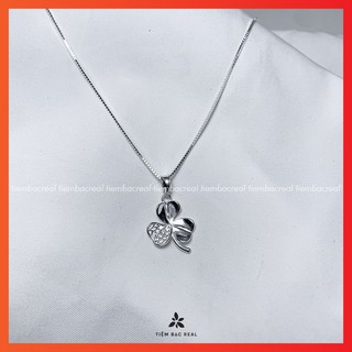 Dây chuyền cỏ 3 lá cong thiết kế độc đáo, dây chuyền bạc không han gỉ