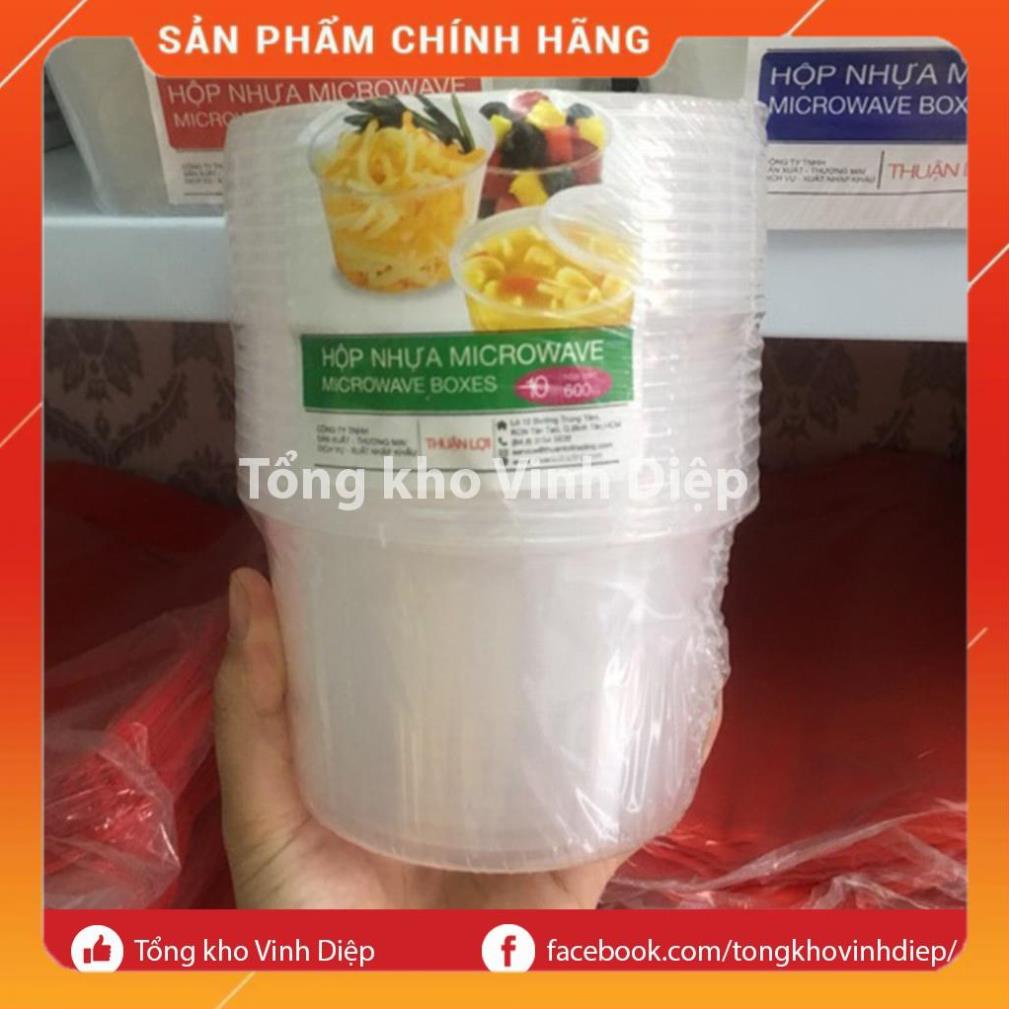 10 Hộp nhựa tròn lò vi sóng Microwave đựng đồ ăn hoa quả có nắp trong suốt Thuận Lợi