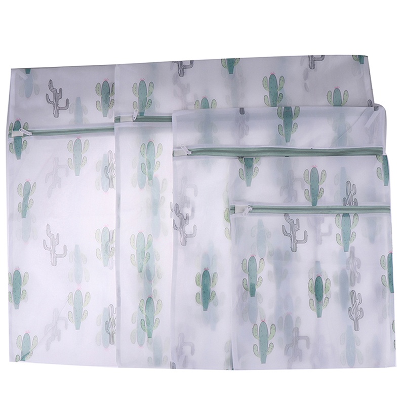 Túi Giặt Đồ Lót Bằng Polyester Họa Tiết Xương Rồng Có Thể Gấp Gọn