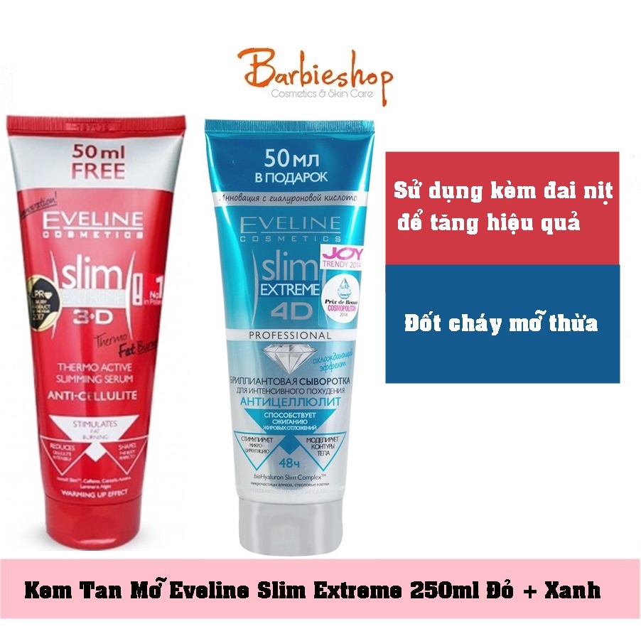 Kem Tan Mỡ Eveline Slim Extreme 250ml Đỏ + Xanh