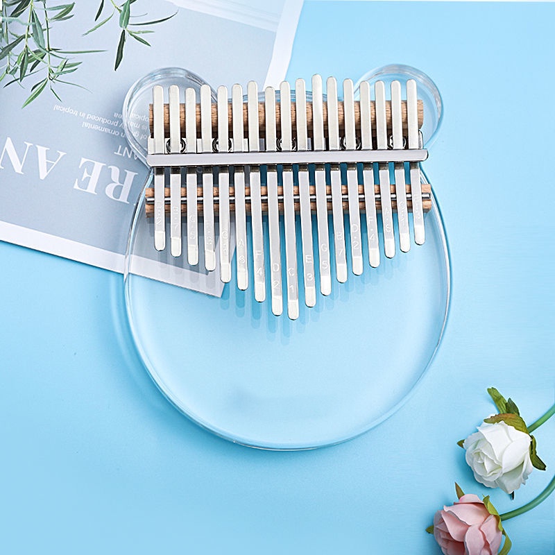Đàn Kalimba 17 Phím Mặt Gấu Trong Suốt Hope Music Chính Hãng- Full Phụ Kiện