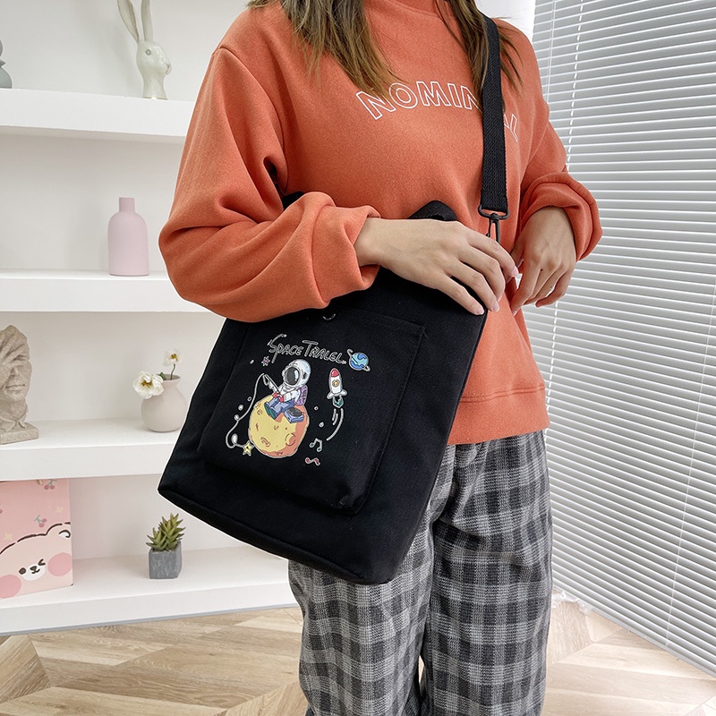 Túi Vải Canvas Cầm Tay Đựng Sách Vở Cho Học Sinh Tiểu Học